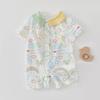 Unisex Newborn Pure Cotton Short-Sleeve Romper - Boneless One-Piece Crawling Outfit for Babies