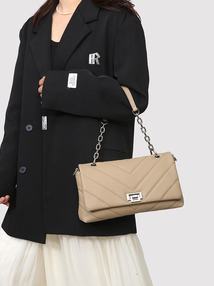 2026 Korean Coco Style Diamond Quilted Cowhide Shoulder & Crossbody Bag