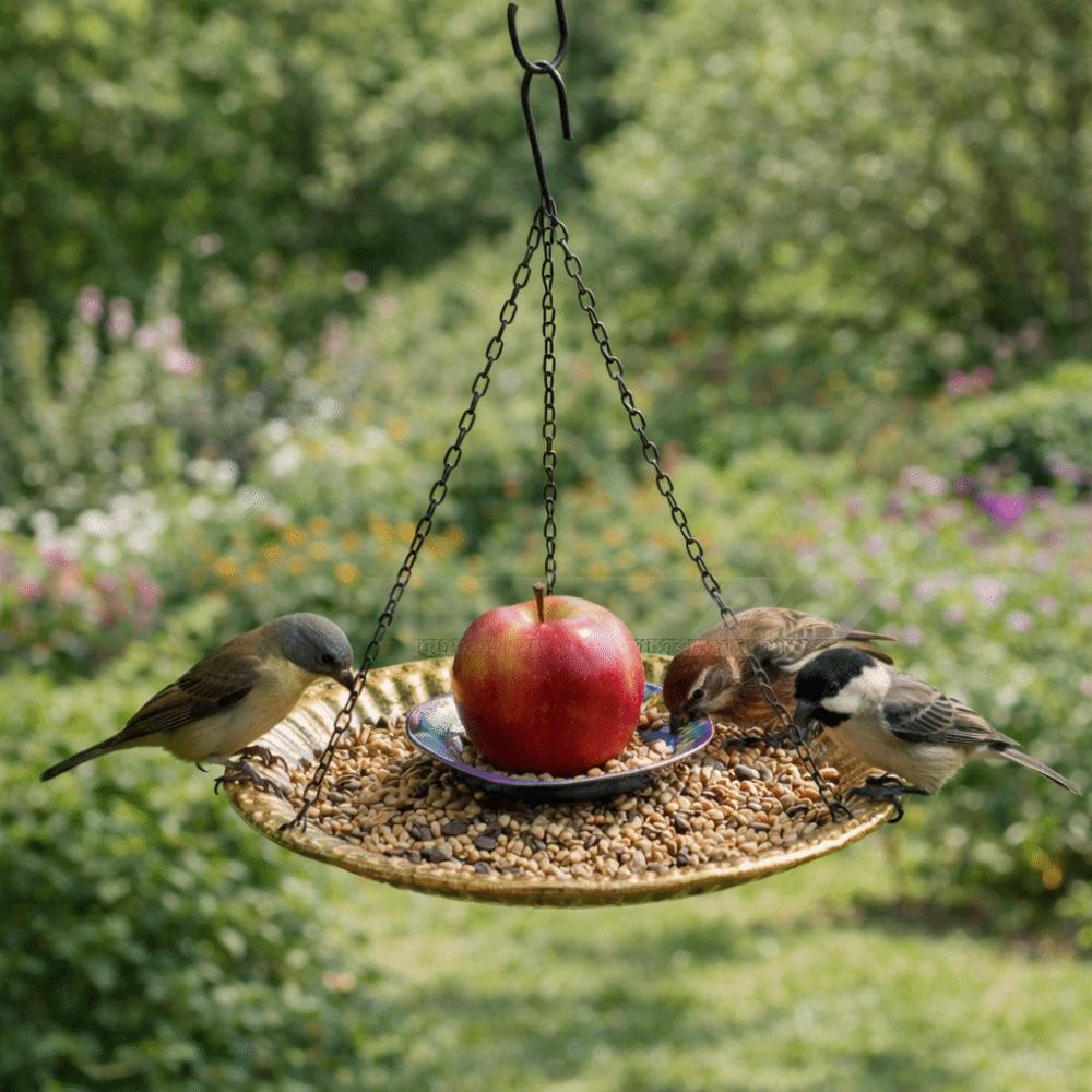 Vintage Design Hanging Bird Feeder Decorative Bird Bathtub Durable Bird Food Container  Courtyard