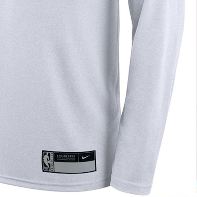 Nike Logo Print Basketball Crew Neck Long Sleeve T-Shirt Men Tops White DR6523-100