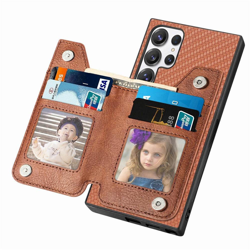 Wallet Case for Galaxy S26 Ultra - TPU+PC+Leather/PU, Brown