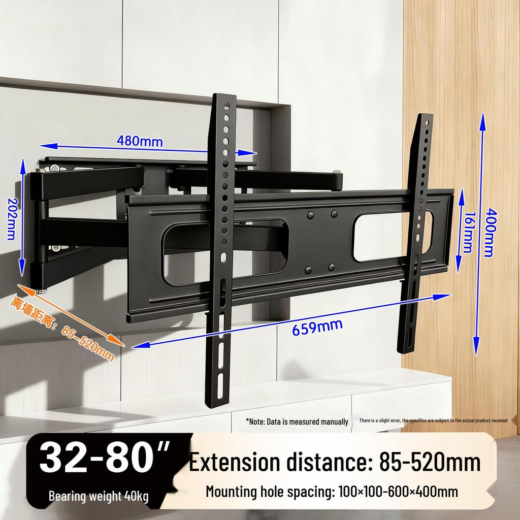 Rotating Retractable TV Wall Mount for 32-80 Inch LCD Monitors