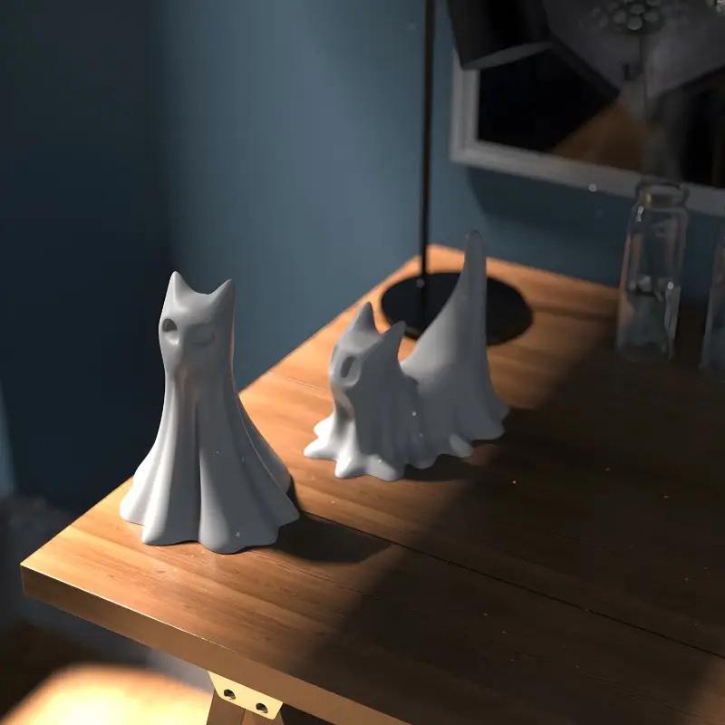 Halloweenowy Duch Kot Figurka Forma Silikonowa DIY Świeca Aromaterapia Gips Żywica Formy Nawiedzony Wystrój Dekoracje Halloween