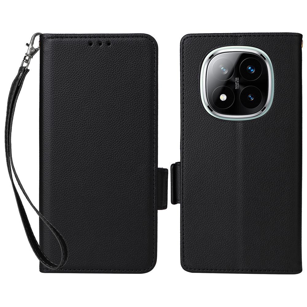 For Xiaomi Note 14 Pro+ 5G/Note 14 Pro 5G/Poco X7 5G Case with Wrist Strap Litchi Texture PU Leather Wallet Phone Cover