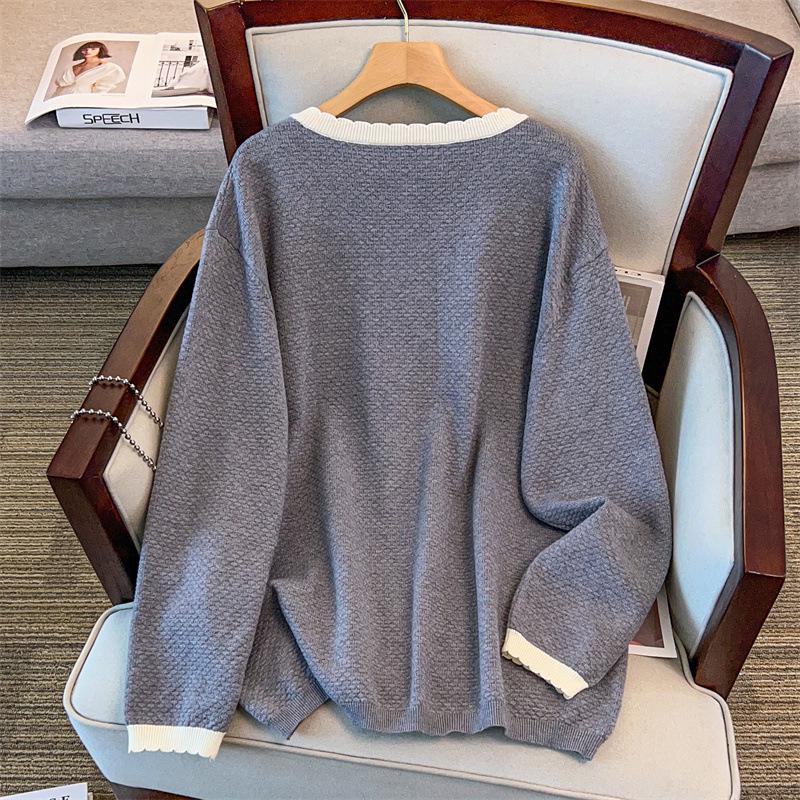 Plus Size Women's Loose Knit Cardigan, Bust 150/160 cm, 200/300 lbs - Style 8045