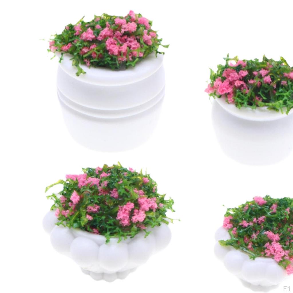 4Pcs Dollhouse Plant Bonsais Artificialmini Flowerpot Decoration Portable Miniature