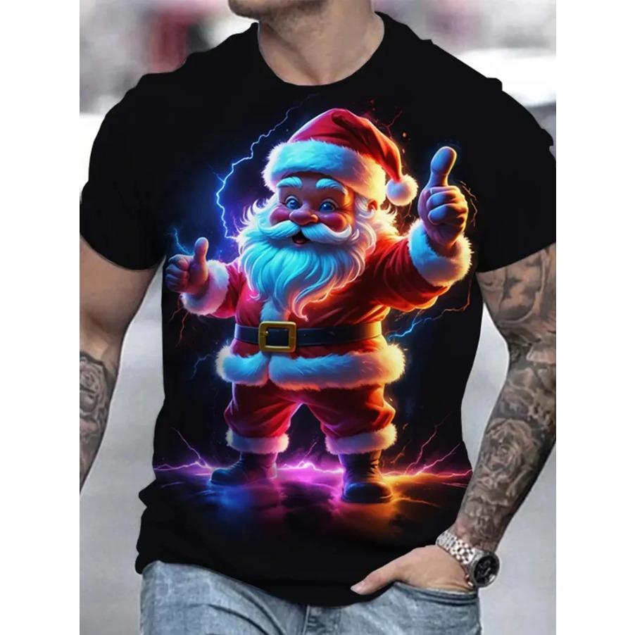 2026 Merry Christmas Santa Claus 3D Print Men Anime T Shirt Fashion Casual Manga Short Sleeve Xmsa Children Unisex Tee Y2k Tops