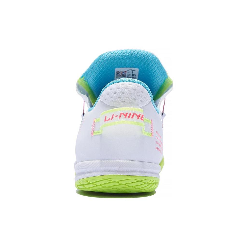 Li Ning Cushioning Slip Resistant Abrasion Resistant Low Top Table Tennis Shoes Unisex White Green Pink APPT003-1