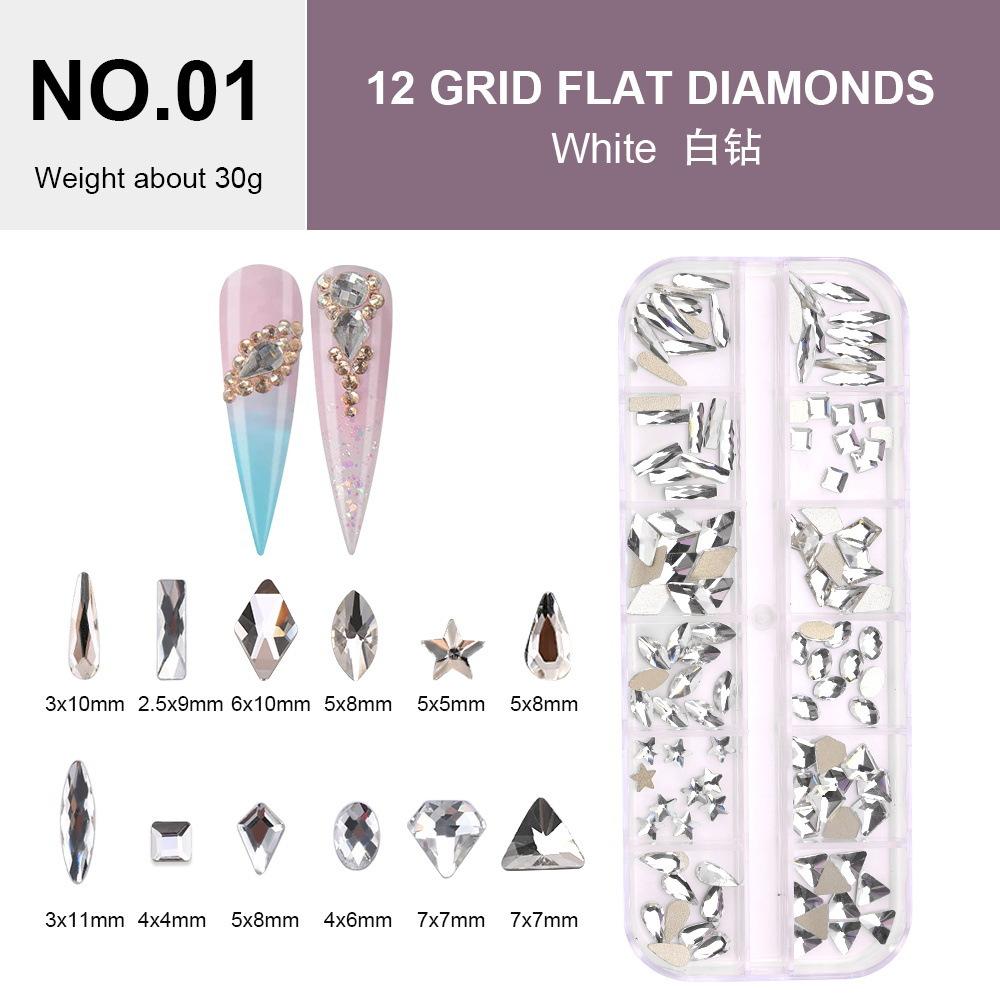 Electroplated Flat-Bottomed Nail Art Jewelry Glass Special-Shaped Rhinestone Set Nail Decoration Diy Jewelry Accessories