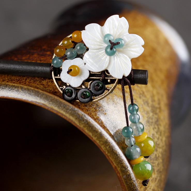 Retro Walking Hairpin, Ancient Hanfu Fringed Headdress, Hairpin, Court Classical Disc Hair, Wooden Hairpin, Hair Accessories
