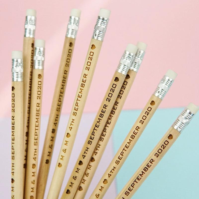 10pcs Personalized Engraved Wooden Pencils Custom Set of Pencils for Wedding Stationery Bachelorette Party Wedding Decorate Gift