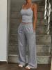 Summer Casual Vacation Camisole Sport Long Pants Set Women Summer Wear