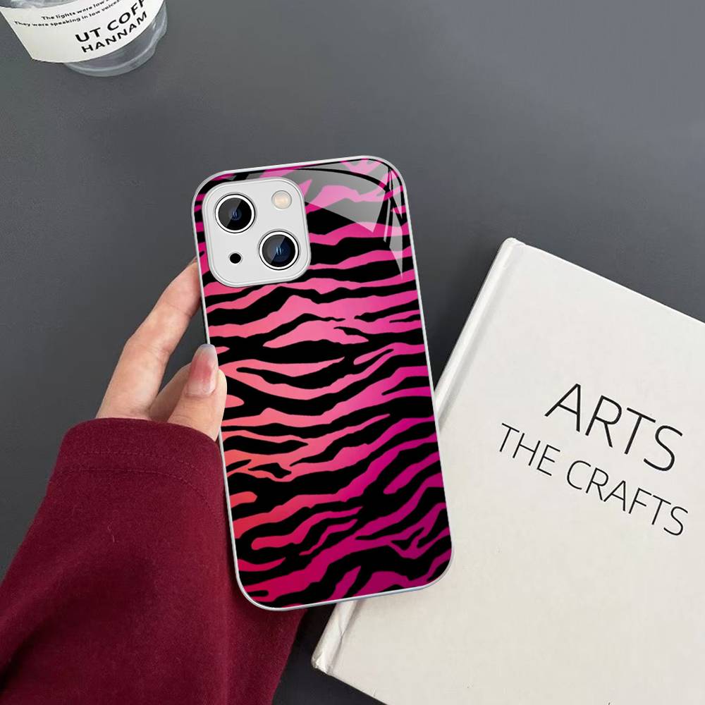 Zebra Print Clip Art For IPhone 14 13 12 Mini 11 Pro XS Max X XR 14 Plus Tempered Glass Cover