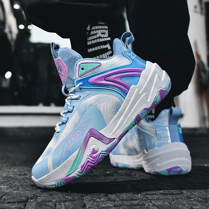 New Style Couples Basketball Sneakers Anti-Slip Basketball Training Shoes Shock-Absorbant High-top Sneakers Mandarin Duck Shoes