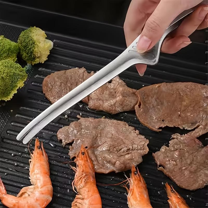 Grillzange aus Edelstahl, Selbststehende, rutschfeste Grillzange zum Servieren von Speisen, Salat, Camping, Barbecue, Langlebige Kochutensilien, Salatservierwerkzeuge