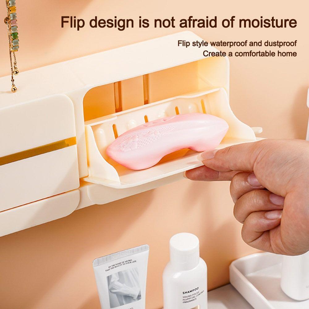 Sklopný držák na mýdlo Pouzdro na uskladnění mýdla bez vrtání Nová koupelnová odtoková mýdlenka Koupelnové doplňky