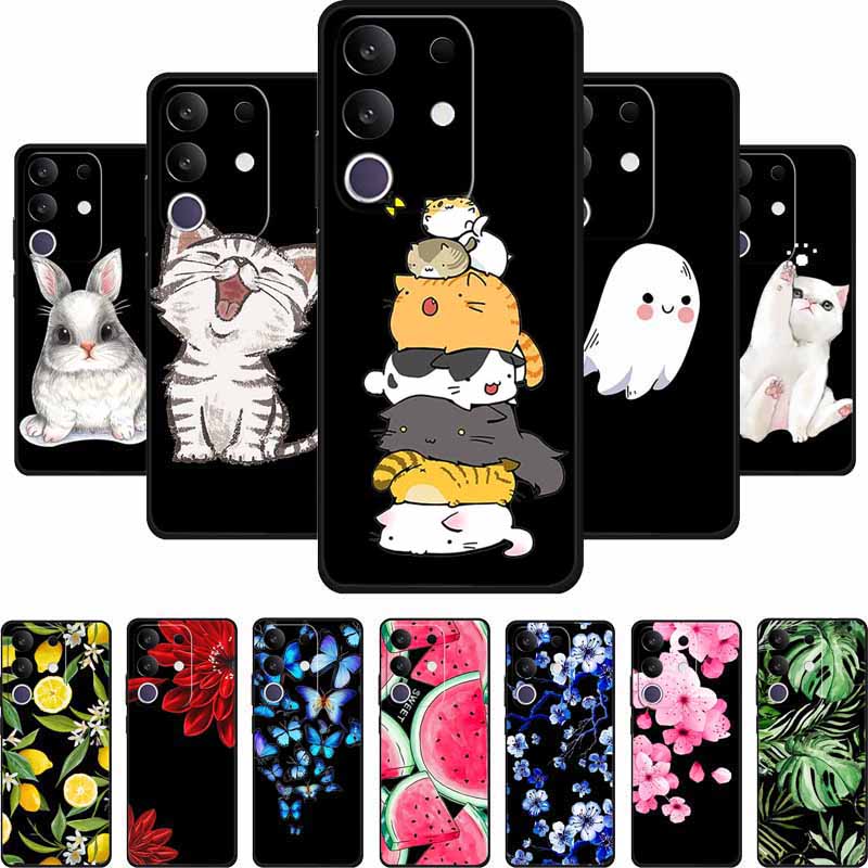 Cartoon Case For Vivo T4x 5G Case Soft TPU Black Silicone Back Cover For Vivo Y300T Y29 4G Phone Case Fundas Shockproof Coque