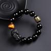 Natural obsidian bracelet for men, new Chinese-style fortune-bringing Pixiu and Heart Sutra bracelet for women, exquisite gift in the Chinese trend