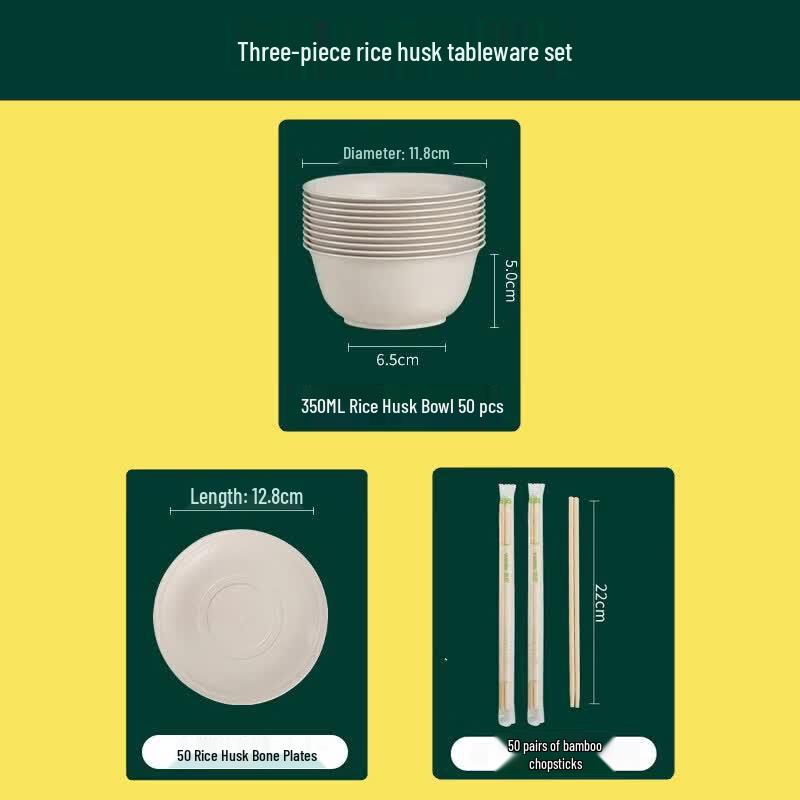 Qiwei Biodegradable Rice Husk Disposable Tableware Set