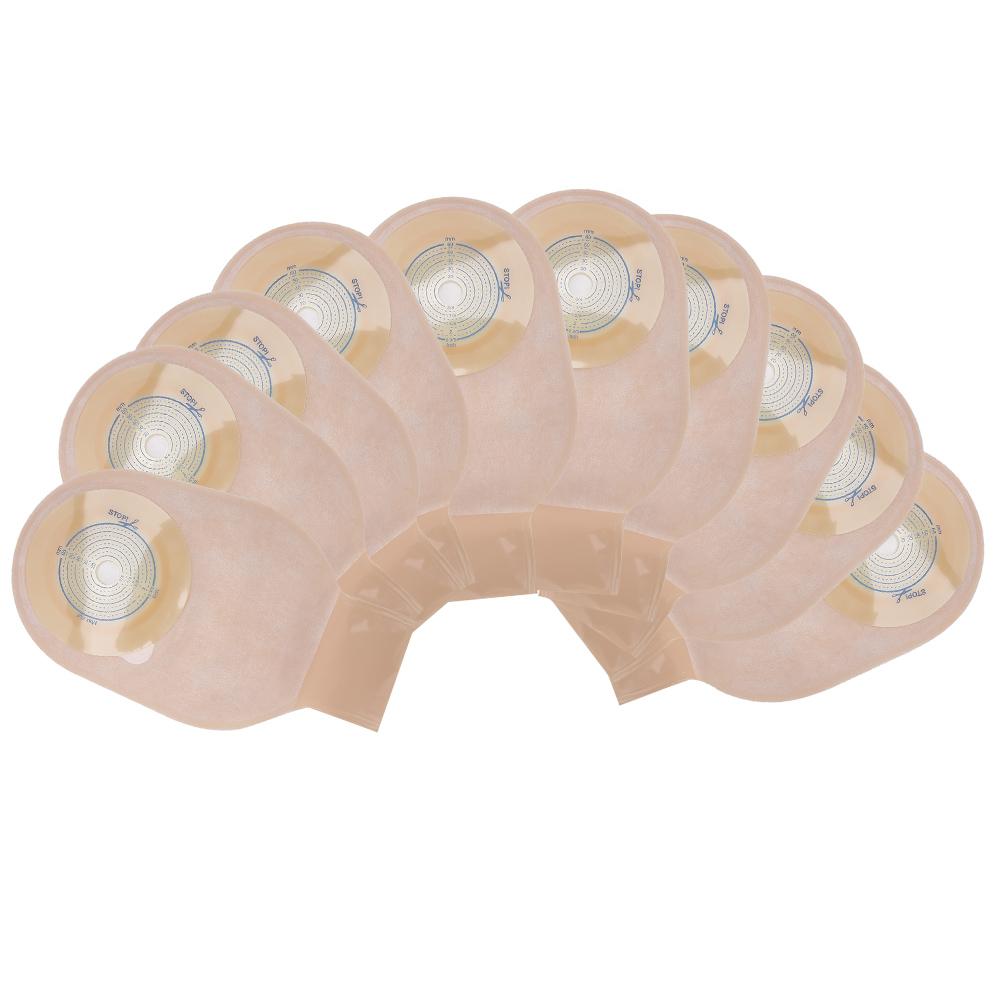 10pcs One Piece System Drainable Ostomy Bag Pouch Stoma Cover Urine 20 60mm Opening(Clip Type )