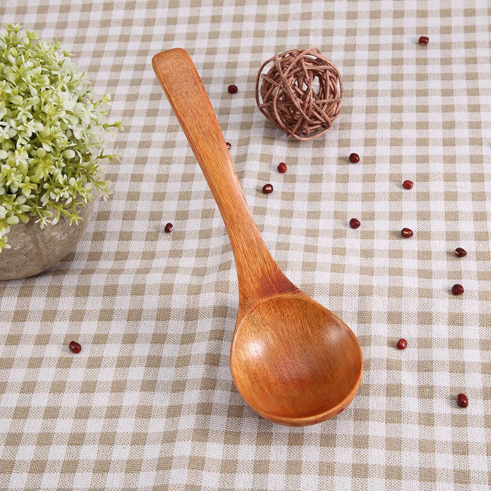 Natural Wooden Ladle Long Handle Spoon Kitchen Cooking Tool Utensils (#01)