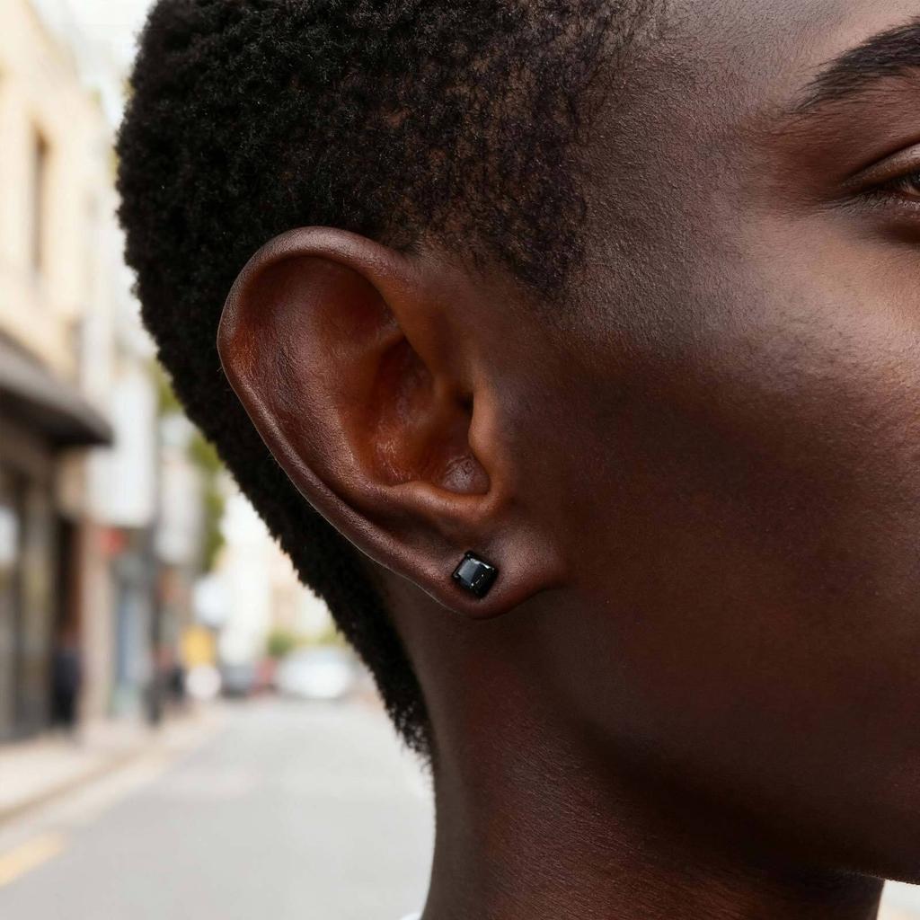 Vnox 5/7/8mm Wide Magnetic Ear Clip No Piercing, Stainless Steel Black White Zircon Hip Hop Ear Clip for Men Women, Jewelry Gift