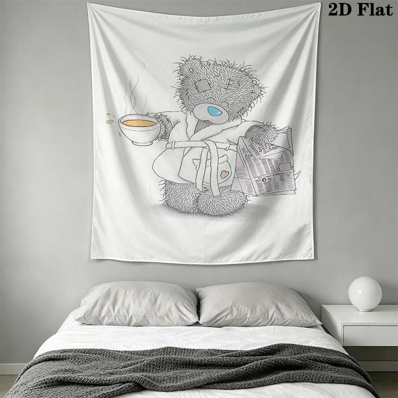 Tatty Teddy Wall Tapestry Aesthetic Wall Hanging Printed Fabric Blanket Decorative Tapestries for Bedroom Living Room Home Decor
