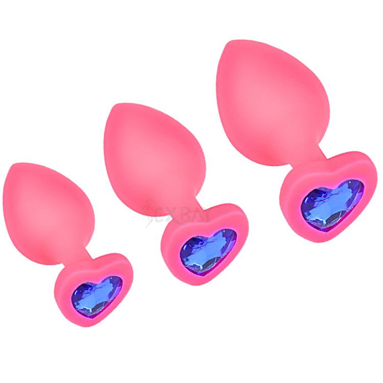 Small Pink Silicone Waterproof Butt Plug with Crystal Jewelry Safe Adult Anal Vibrator for Women Men Gay Real Touch Feeling