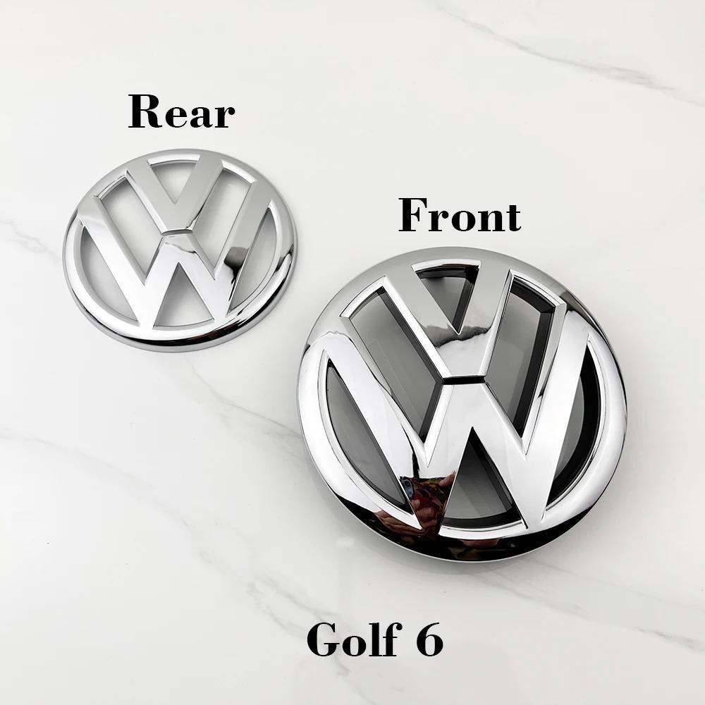 New 2026 2pcs ABS 135mm Car Front Grille Badge and 110mm Rear Trunk Emblem Lid Logo Accessories For VW Golf 6 MK6 5K0853601C 5K0853630 xm4