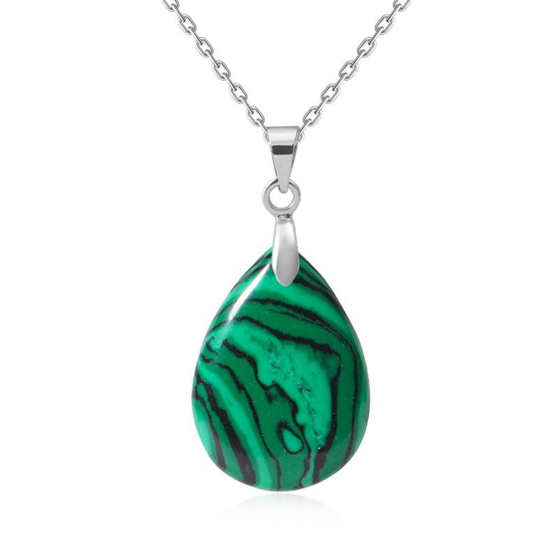 New Fashion Natural Stone Crystal Pendant Teardrop Simple Pendant Necklace Earrings Making Jewelry With Chain Collar