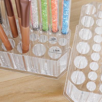 Porte-crayons cosmétiques en acrylique transparent à 26 trous Conteneur de beauté Organisation de pinceaux de maquillage Étagère d'exposition Boîte de rangement Organisateur