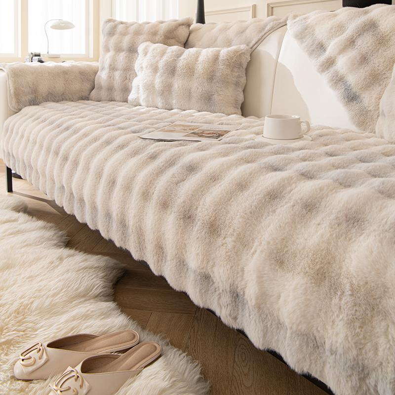 

Подушка для дивана из плюша French Advanced Rabbit, зимняя утолщенная подушка для дивана в гостиной, нескользящая ткань для чехла для дивана 70*70cm