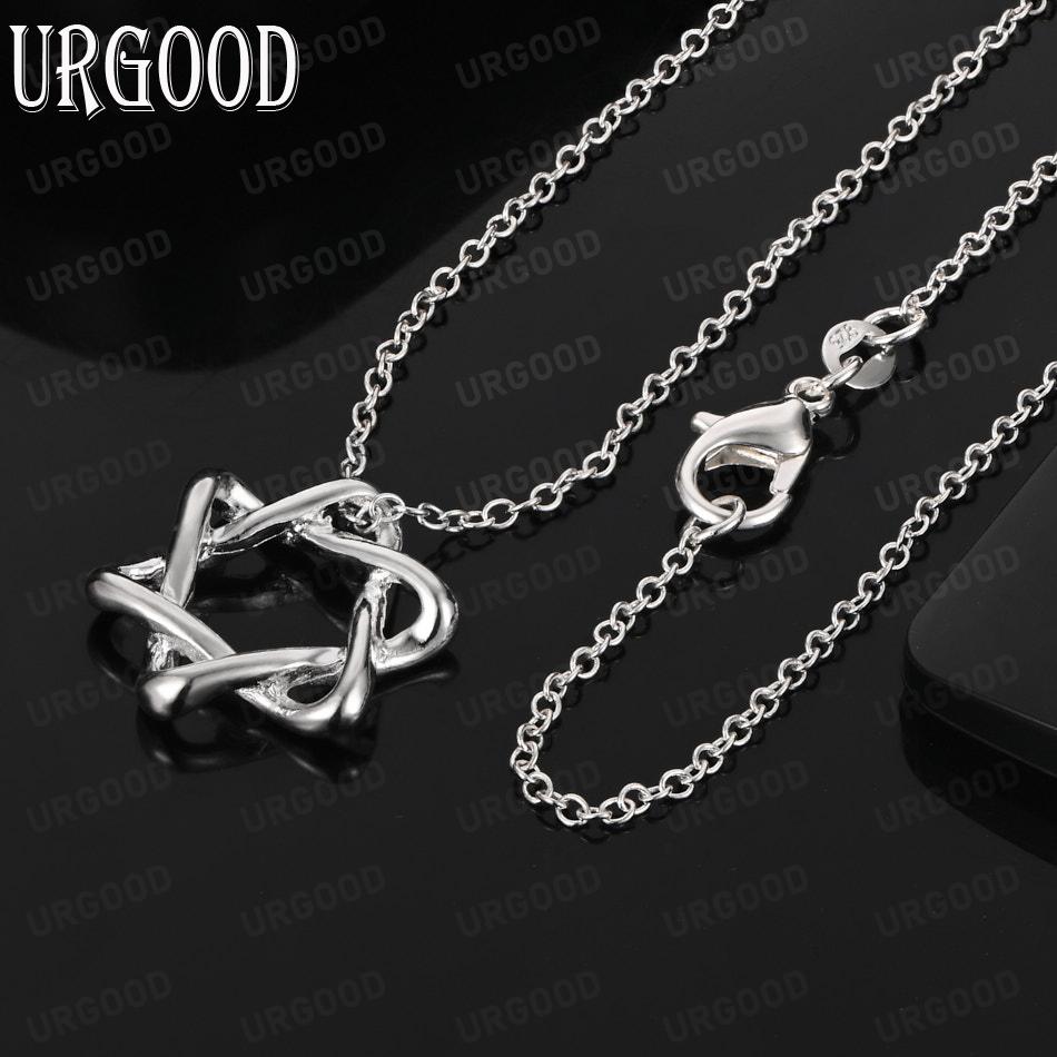 925 Sterling Silver Niche Wrapped Star Pendant Necklace - Beautiful Wedding Jewelry 45cm
