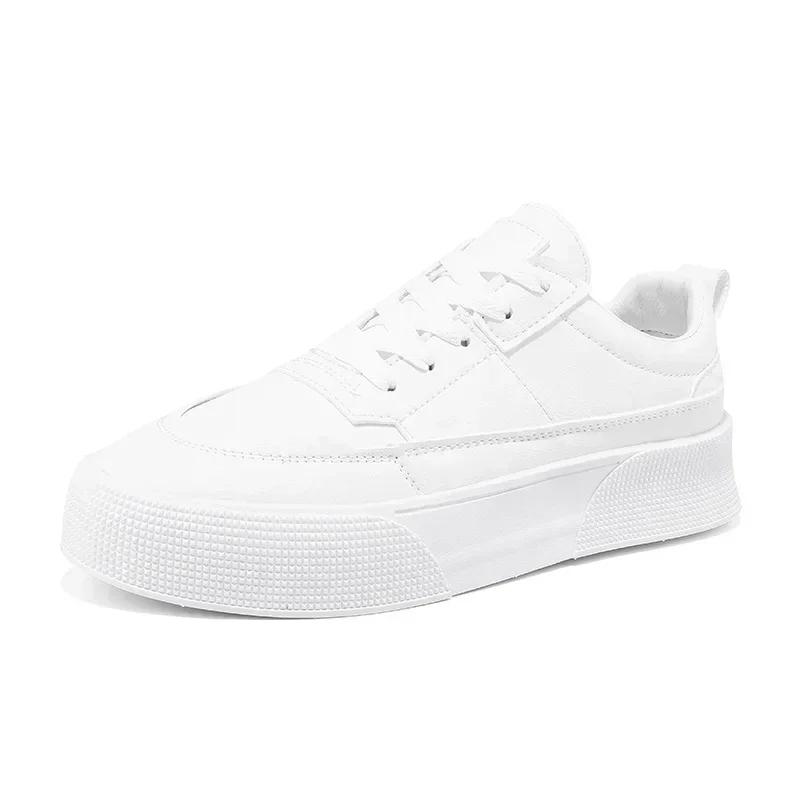 2025 New Men's White Shoes Leather Casual Sports Shoes Comfortable Vulcanized Shoes Men's White Men's Tenis Masculinos