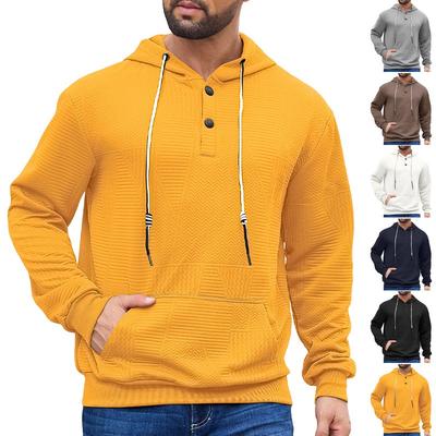 Pull Pull Over Jacquard Couleur Unie Automne Printemps Décontracté Sport Lâche Manches Longues à Capuche Demi-cardigan Pull Homme