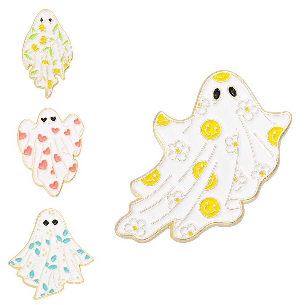 Stylish Haunting White Ghost Brooch Elegant Badge For Men And Women Accessories Clothing
