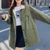 Loose Military Green Workwear Windbreaker Jacket for Women Springtime and Autumn New American Classic Casual Top College Style