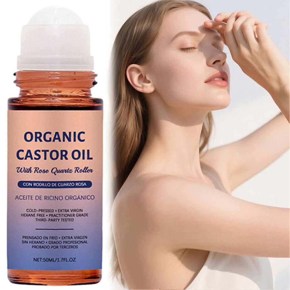 (3pcs) Organic Castor Oil Roller - 50ml Cold-Pressed Castor Oil Roller for Scalp & Skin
