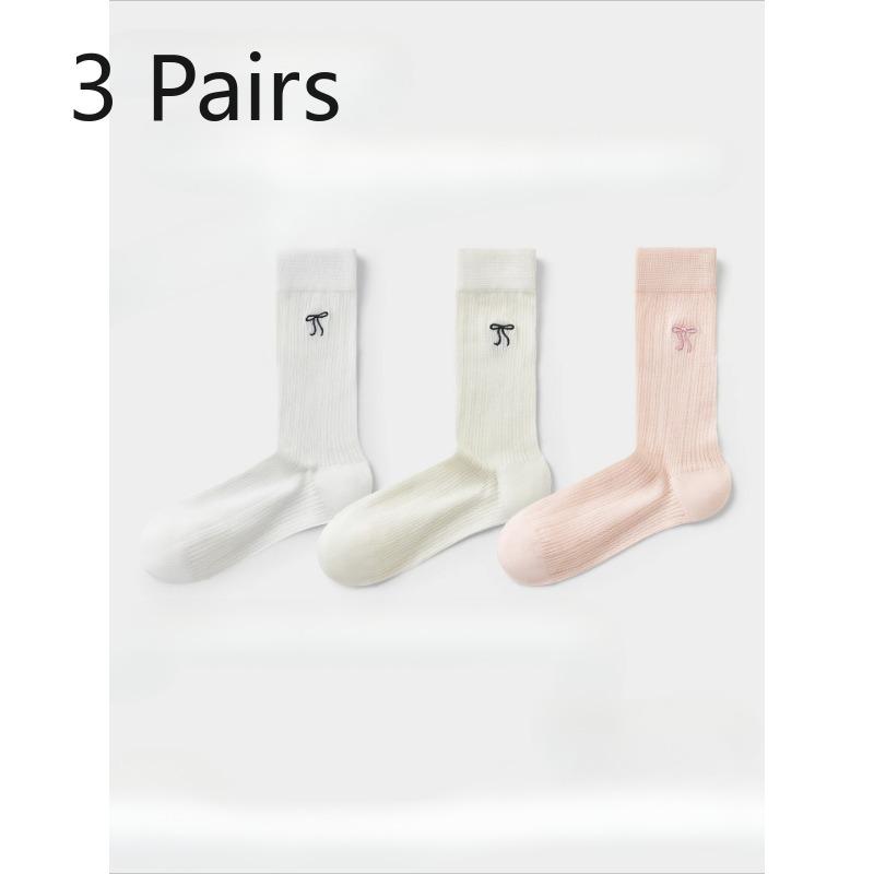 

3 пары женских летних тонких носков в стиле балеток с бантиком, сетчатые дышащие, впитывающие пот, трубчатые, с махровой подошвой, из хлопка 3 Pairs