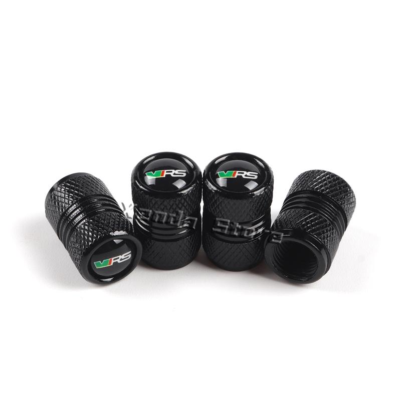 AHUQ1 Car Wheel Tire Valve Caps Tyre Stem Covers Airdust For Skoda VRS Octavia Kamiq Kodiaq Karoq RS Superb Fabia Rapid Accessories
