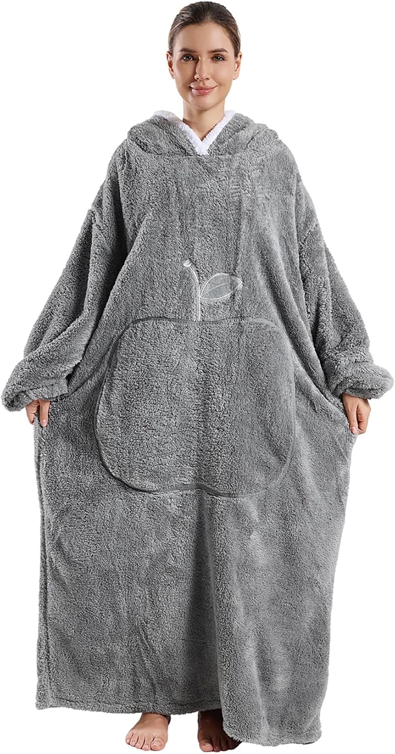 

НОВИНКА Очень длинные носимые пледы Зимний фланелевый плед с капюшоном и длинными рукавами Мужской Женский Уютный Мягкий Плед Плед для взрослых для просмотра телевизора