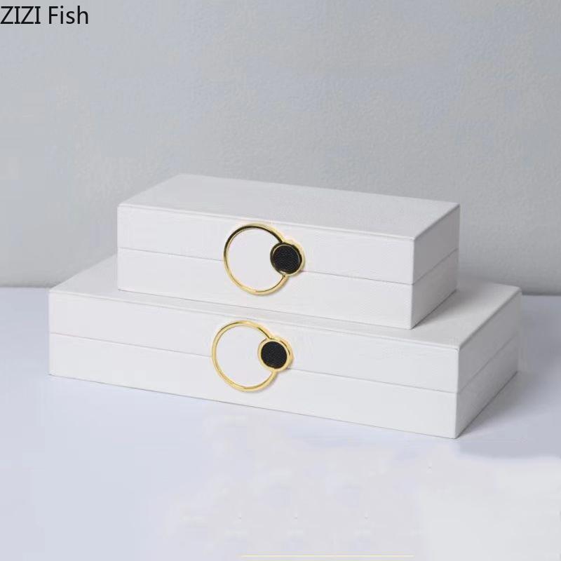 Woven Leather Jewelry Boxes White Leather Cosmetic Jar Dresser Table Desk Decoration Home Exquisite Jewelry Necklace Storage Jar