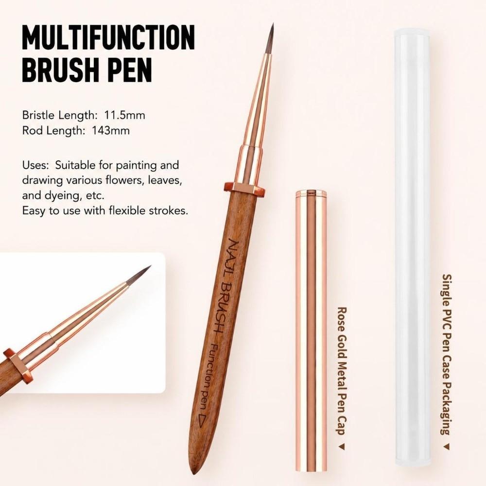 Sandalwood Handle Nail Design Pen Portable Pen Detail Brush New Manicure Pen Nail Salon