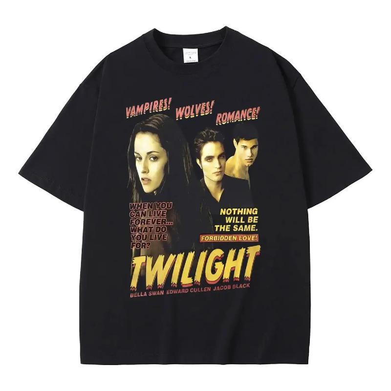 Camiseta Preta Retr? Twilight Bella Swan Edward Cullen Jacob S