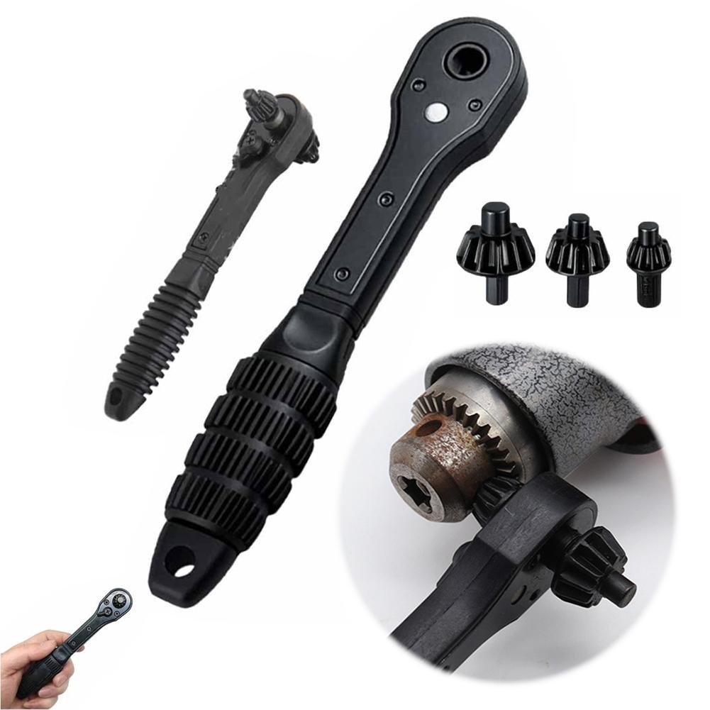 Drill Chuck Ratchet Spanner Reusable Quick Change Adapter Spanner Ratchet Drill Chuck Key Wrench for Universal Repairing