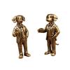 Brass Gentleman Dog Tea-Drinking Dog Figurines With Bow Tie Suit Design Vintage Finish Perfect For Home Desk Shelf Decor Gifts