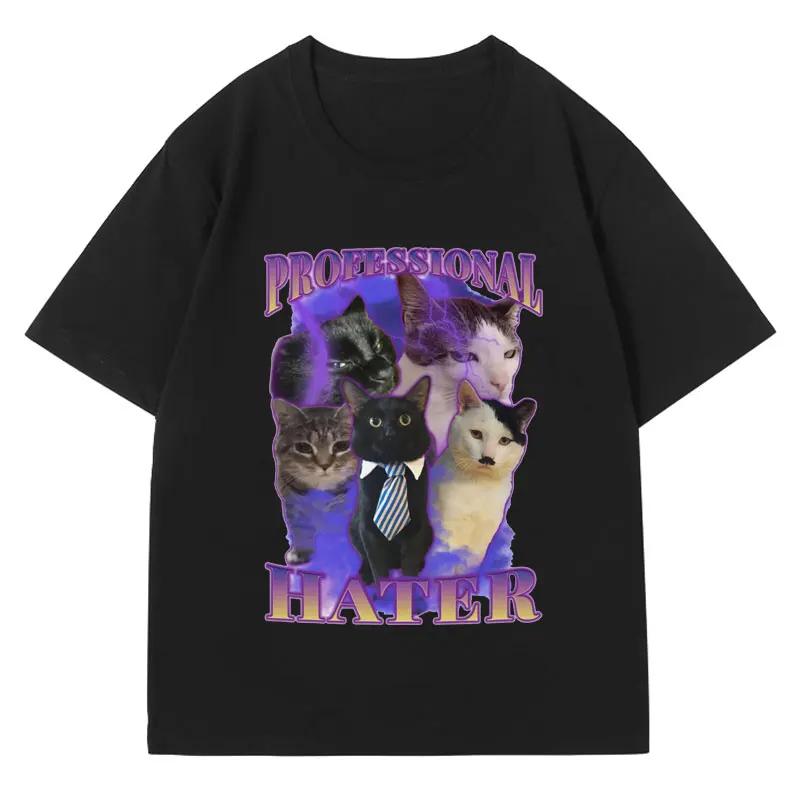 

Professional Hater Funny Cat Women Tshirt Women Vintage Trendy Cat Lover Tshirts Hip Hop Loose Cozy Tees Women Streetwear 4XL