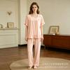 Popular women's pajamas set lace splicing lace solid color casual sweet loungewear
