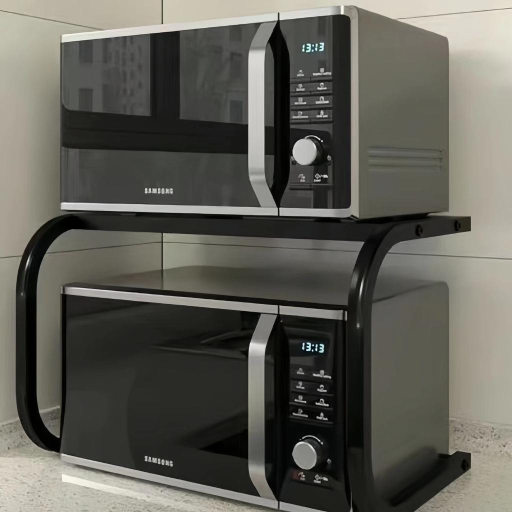 Rejilla para horno microondas doméstico Rejilla de almacenamiento para cocina Organizador de condimentos de doble capa Estantes para horno de encimera de cocina