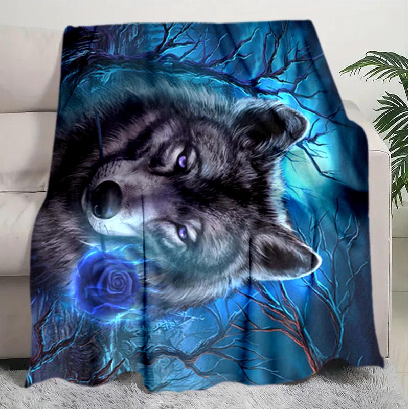 1PC Wolf Elements printed blanket, all season lightweight home office outdoor nap multifunctional blanket A9